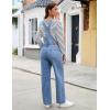 imageluvamia Jean Overalls for Women Loose Fit Baggy Wide Leg Bib Pocket Adjustable Straps Stretchy Denim Overall JumpsuitsBlue Mist