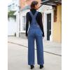 imageluvamia Jean Overalls for Women Loose Fit Baggy Wide Leg Bib Pocket Adjustable Straps Stretchy Denim Overall JumpsuitsCody Blue