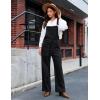 imageluvamia Jean Overalls for Women Loose Fit Baggy Wide Leg Bib Pocket Adjustable Straps Stretchy Denim Overall JumpsuitsIconic Black