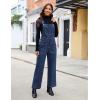 imageluvamia Jean Overalls for Women Loose Fit Baggy Wide Leg Bib Pocket Adjustable Straps Stretchy Denim Overall JumpsuitsNightfall Blue