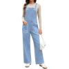 imageluvamia Jean Overalls for Women Loose Fit Baggy Wide Leg Bib Pocket Adjustable Straps Stretchy Denim Overall JumpsuitsAzure Glow