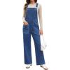imageluvamia Jean Overalls for Women Loose Fit Baggy Wide Leg Bib Pocket Adjustable Straps Stretchy Denim Overall JumpsuitsCody Blue