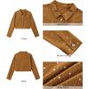 imageluvamia Cropped Jean Jacket Women Trendy Rhinestone Embellished Going Out Party Short Stretchy Trucker Denim JacketsBrown