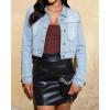 imageluvamia Cropped Jean Jacket Women Trendy Rhinestone Embellished Going Out Party Short Stretchy Trucker Denim JacketsLight Blue
