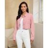 imageluvamia Cropped Jean Jacket Women Trendy Rhinestone Embellished Going Out Party Short Stretchy Trucker Denim JacketsPink