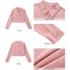imageluvamia Cropped Jean Jacket Women Trendy Rhinestone Embellished Going Out Party Short Stretchy Trucker Denim JacketsPink