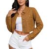imageluvamia Cropped Jean Jacket Women Trendy Rhinestone Embellished Going Out Party Short Stretchy Trucker Denim JacketsBrown