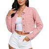 imageluvamia Cropped Jean Jacket Women Trendy Rhinestone Embellished Going Out Party Short Stretchy Trucker Denim JacketsPink