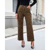 imageluvamia Wide Leg Jeans Woman Trendy High Waisted Leopard Cheetah Print Ankle Length Stretchy Denim Pants with PocketsBrown Cheetah