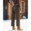 imageluvamia Wide Leg Jeans Woman Trendy High Waisted Leopard Cheetah Print Ankle Length Stretchy Denim Pants with PocketsBrown Leopard
