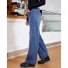 imageluvamia Wide Leg Jeans for Women Trendy High Waisted Double Side Seams Stretchy Denim Pants Trouser Jeans with PocketsClassic Blue