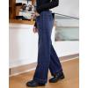 imageluvamia Wide Leg Jeans for Women Trendy High Waisted Double Side Seams Stretchy Denim Pants Trouser Jeans with PocketsDarkness Blue