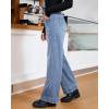 imageluvamia Wide Leg Jeans for Women Trendy High Waisted Double Side Seams Stretchy Denim Pants Trouser Jeans with PocketsLakeside Blue