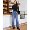 imageluvamia Wide Leg Jeans for Women Trendy High Waisted Double Side Seams Stretchy Denim Pants Trouser Jeans with PocketsMedium Blue
