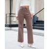 imageluvamia Wide Leg Jeans for Women Trendy High Waisted Double Side Seams Stretchy Denim Pants Trouser Jeans with PocketsPecan Brown