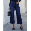 imageluvamia Wide Leg Jeans for Women Trendy High Waisted Flare Jeans Cropped Denim Pants Stretchy Baggy with Patch PocketsNightfall Blue