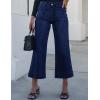 imageluvamia Wide Leg Jeans for Women Trendy High Waisted Flare Jeans Cropped Denim Pants Stretchy Baggy with Patch PocketsNightfall Blue