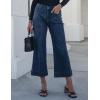 imageluvamia Wide Leg Jeans for Women Trendy High Waisted Flare Jeans Cropped Denim Pants Stretchy Baggy with Patch PocketsVintage Blue