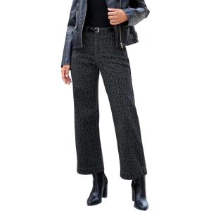 imageluvamia Wide Leg Jeans Woman Trendy High Waisted Leopard Cheetah Print Ankle Length Stretchy Denim Pants with PocketsMini Gray Leopard