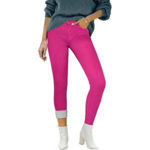 imageluvamia Womens Fleece Lined Jeans Winter Thermal Denim Jeggings Skinny High Waisted Stretch Warm LeggingsFuchsia