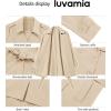 imageluvamia Trench Coat Women Mid Length Classic Double Breasted Lapel Business Casual Fall Jacket Coats Outerwear with BeltBeige