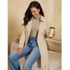 imageluvamia Trench Coat Women Mid Length Classic Double Breasted Lapel Business Casual Fall Jacket Coats Outerwear with BeltBeige