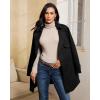 imageluvamia Trench Coat Women Mid Length Classic Double Breasted Lapel Business Casual Fall Jacket Coats Outerwear with BeltBlack