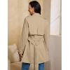 imageluvamia Trench Coat Women Mid Length Classic Double Breasted Lapel Business Casual Fall Jacket Coats Outerwear with BeltKhaki