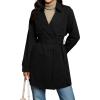 imageluvamia Trench Coat Women Mid Length Classic Double Breasted Lapel Business Casual Fall Jacket Coats Outerwear with BeltBlack
