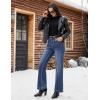 imageluvamia Flare Jeans for Women Thin Fleece Lined High Waisted Wide Leg Trendy Fall Stretchy Denim Pants Trouser JeansClassic Blue