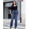 imageluvamia Flare Jeans for Women Thin Fleece Lined High Waisted Wide Leg Trendy Fall Stretchy Denim Pants Trouser JeansClassic Blue