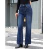 imageluvamia Flare Jeans for Women Thin Fleece Lined High Waisted Wide Leg Trendy Fall Stretchy Denim Pants Trouser JeansDarkness Blue