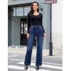 imageluvamia Flare Jeans for Women Thin Fleece Lined High Waisted Wide Leg Trendy Fall Stretchy Denim Pants Trouser JeansDarkness Blue