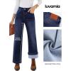 imageluvamia Flare Jeans for Women Thin Fleece Lined High Waisted Wide Leg Trendy Fall Stretchy Denim Pants Trouser JeansIndigo Skyblue