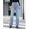 imageluvamia Flare Jeans for Women Thin Fleece Lined High Waisted Wide Leg Trendy Fall Stretchy Denim Pants Trouser JeansPowder Blue