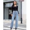 imageluvamia Flare Jeans for Women Thin Fleece Lined High Waisted Wide Leg Trendy Fall Stretchy Denim Pants Trouser JeansPowder Blue