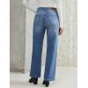 imageluvamia Women Jeans Wide Leg High Waisted Trendy Side Studded Embellished Distressed Stretchy Denim Pants Party JeansClassic Blue