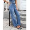 imageluvamia Women Jeans Wide Leg High Waisted Trendy Side Studded Embellished Distressed Stretchy Denim Pants Party JeansMedium Blue