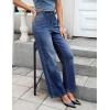 imageluvamia Women Jeans Wide Leg High Waisted Trendy Side Studded Embellished Distressed Stretchy Denim Pants Party JeansNightfall Blue