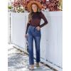 imageluvamia Bootcut Jeans for Women Trendy High Waisted Classic Boot Cut Stretchy Denim Pants Patch Pocket Trouser JeansDarkness Blue
