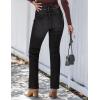 imageluvamia Bootcut Jeans for Women Trendy High Waisted Classic Boot Cut Stretchy Denim Pants Patch Pocket Trouser JeansWashed Black
