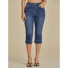 imageluvamia Capri Jeans for Women Trendy High Waisted Slim Split Hem Stretch Denim Jean Capris Cropped Pants Casual SummerDark Atlantic Blue