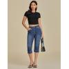 imageluvamia Capri Jeans for Women Trendy High Waisted Slim Split Hem Stretch Denim Jean Capris Cropped Pants Casual SummerDark Atlantic Blue