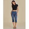imageluvamia Capri Jeans for Women Trendy High Waisted Slim Split Hem Stretch Denim Jean Capris Cropped Pants Casual SummerDark Atlantic Blue