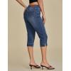 imageluvamia Capri Jeans for Women Trendy High Waisted Slim Split Hem Stretch Denim Jean Capris Cropped Pants Casual SummerDark Atlantic Blue