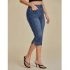 imageluvamia Capri Jeans for Women Trendy High Waisted Slim Split Hem Stretch Denim Jean Capris Cropped Pants Casual SummerDark Atlantic Blue