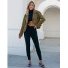 imageluvamia Cropped Trench Coat for Women Long Sleeve Double Breasted Notched Lapel Casual Loose Fit Jackets with PocketsArmy Green
