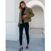 imageluvamia Cropped Trench Coat for Women Long Sleeve Double Breasted Notched Lapel Casual Loose Fit Jackets with PocketsArmy Green