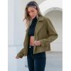 imageluvamia Cropped Trench Coat for Women Long Sleeve Double Breasted Notched Lapel Casual Loose Fit Jackets with PocketsArmy Green
