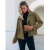 imageluvamia Cropped Trench Coat for Women Long Sleeve Double Breasted Notched Lapel Casual Loose Fit Jackets with PocketsArmy Green